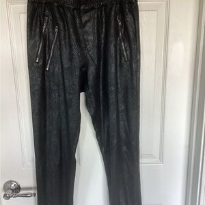 Fate Shiny Black Joggers with Zipper Accents